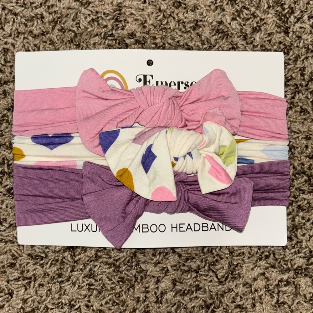 Emerson & Friends Bamboo Hair Headband Bows, NWT